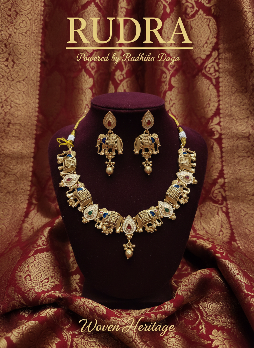 Woven Heritage Elephant Motif Necklace Set