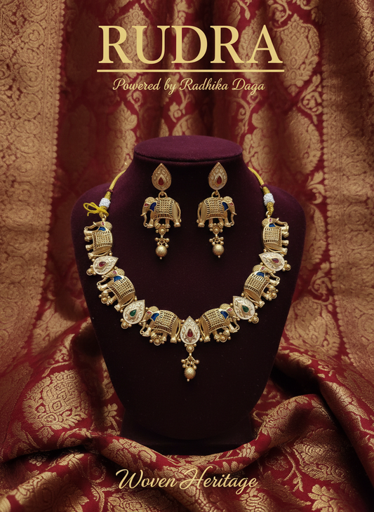Woven Heritage Elephant Motif Necklace Set